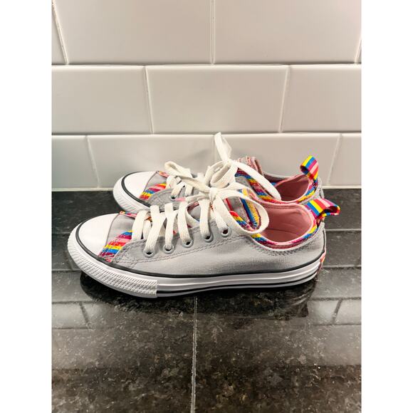 Converse All Star Girls Rainbow‎ Stripe Low Sneaker Shoes Running 669818F Gray 2 - Picture 5 of 10